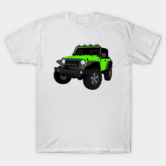 Green Jeep Wrangler Illustration T-Shirt by KAM Std